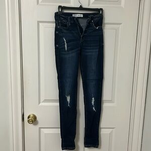 KanCan Curvy dark wash skinny jeans with holes